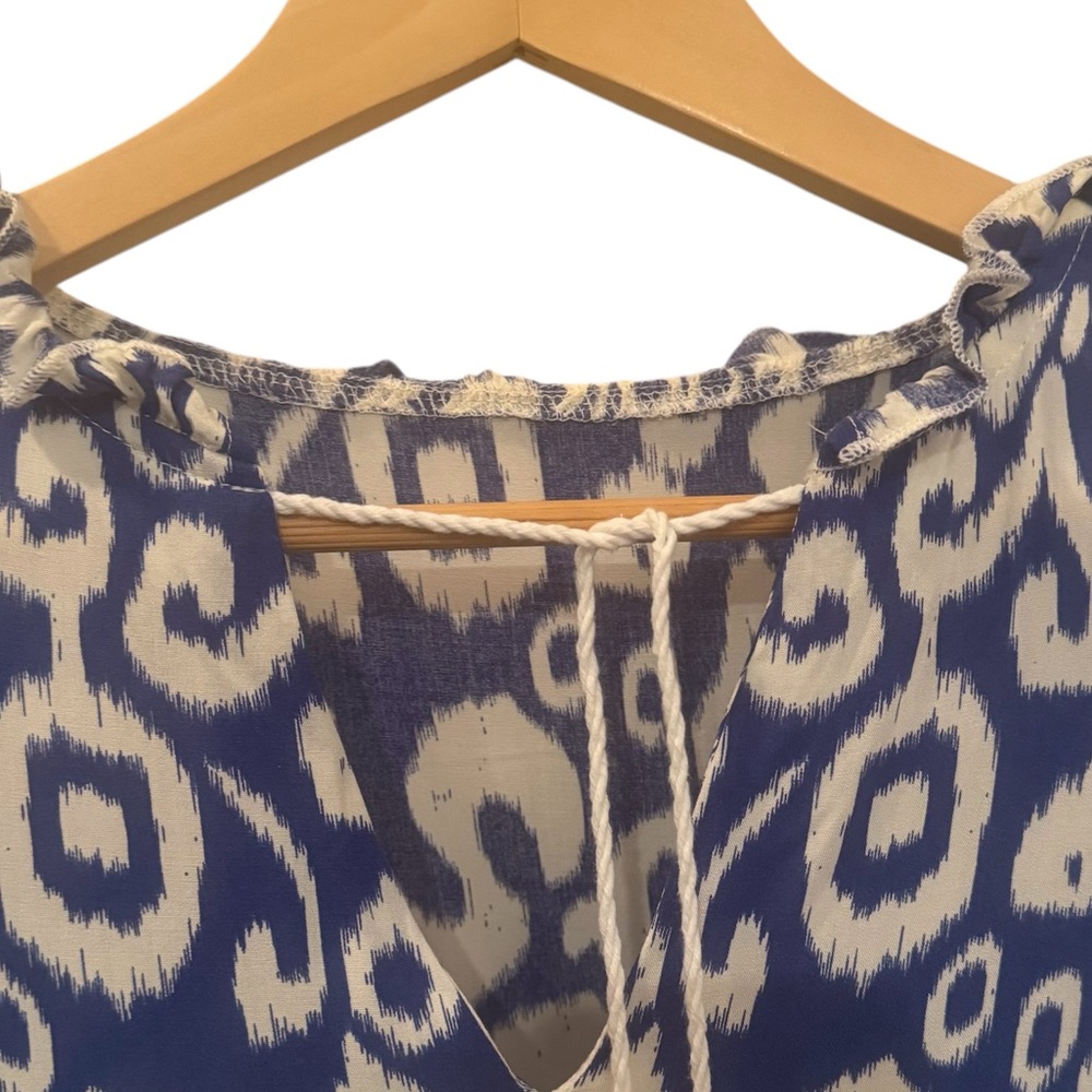 Cupshe Blue & White Ikat Boho Blouse/Shift Dress Size M - Picture 6 of 10